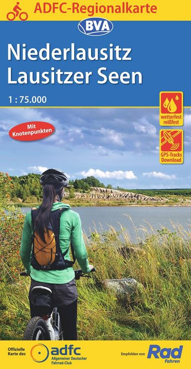 Produktbild: BVA ADFC Regionalkarte Niederlausitz Lausitzer Seen, mit Knotenpunkten 1:75.000