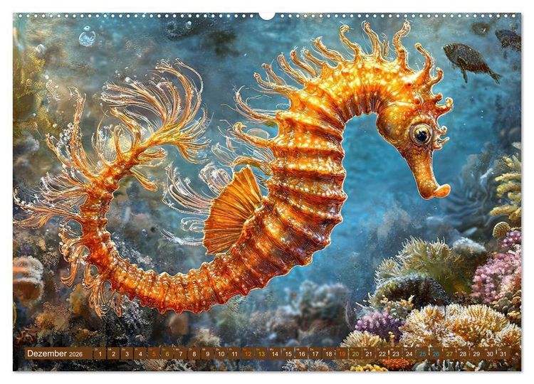 Produktbild: Seepferdchen - Modern Art (Wandkalender 2026 DIN A2 quer), CALVENDO Monatskalender