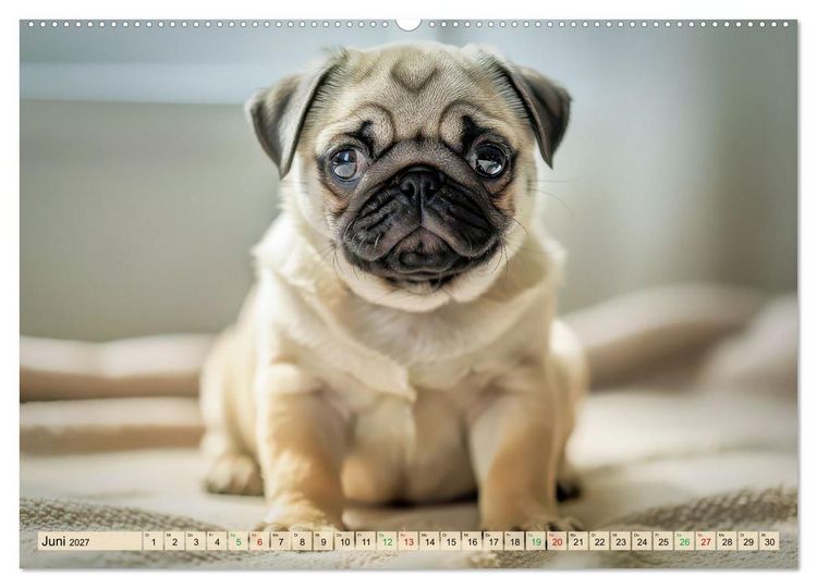 Produktbild: Der kleine Mops-Kalender (Wandkalender 2027 DIN A2 quer), CALVENDO Monatskalender