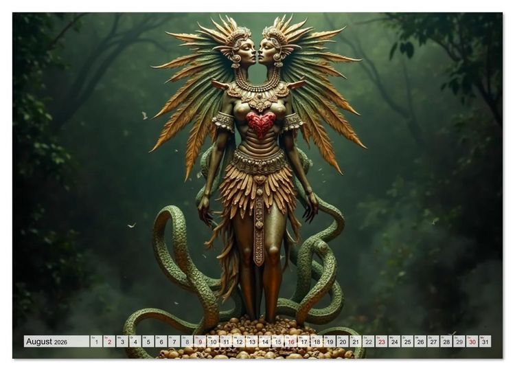 Produktbild: Aztekische Mythologie - G&ouml;tter, Helden und Monster (Wandkalender 2026 DIN A4 quer), CALVENDO Monatskalender