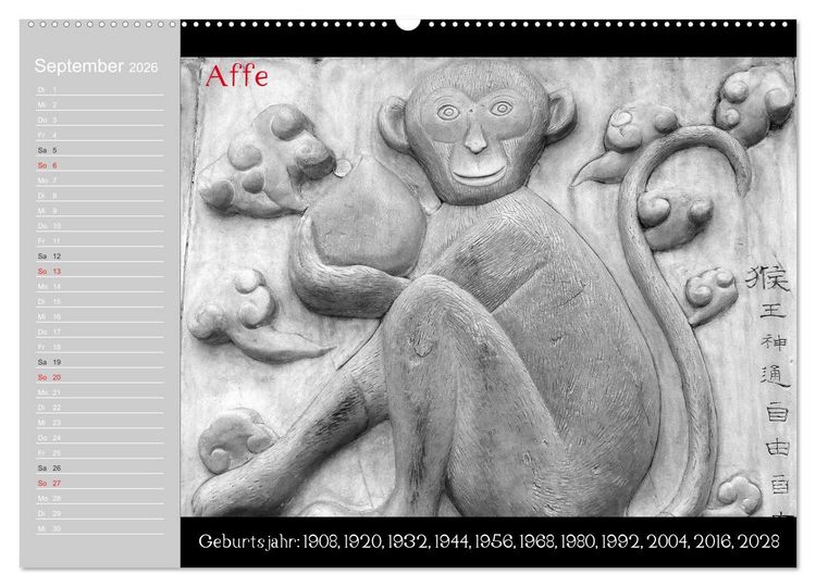 Produktbild: Das Chinesische Horoskop / Geburtstagskalender (Wandkalender 2026 DIN A2 quer), CALVENDO Monatskalender