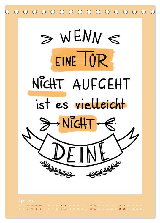 Produktbild: Nachgedacht-Spr&uuml;che und Zitate (Tischkalender 2026 DIN A5 hoch), CALVENDO Monatskalender