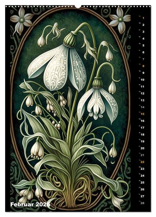 Produktbild: Jugendstil Blumen (hochwertiger Premium Wandkalender 2026 DIN A2 hoch), Kunstdruck in Hochglanz
