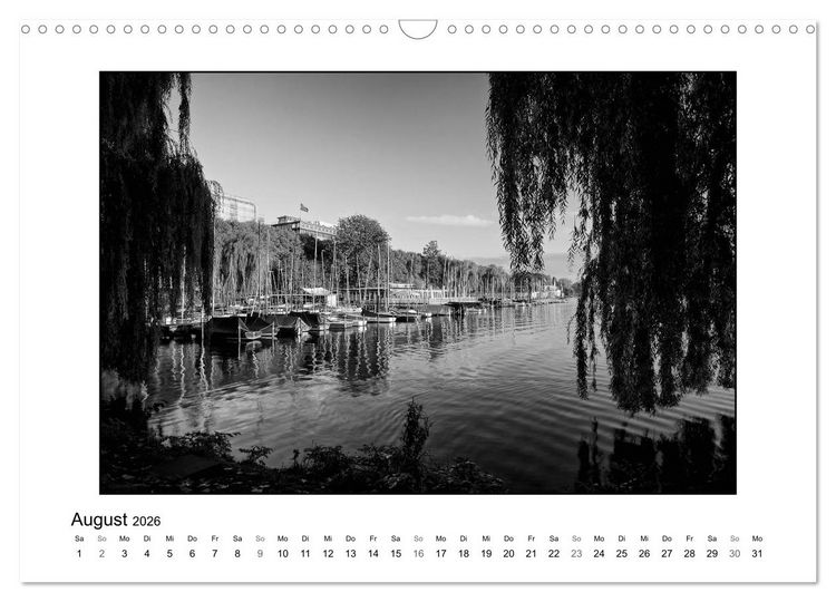 Produktbild: Hamburg in schwarz-wei&szlig; (Wandkalender 2026 DIN A3 quer), CALVENDO Monatskalender