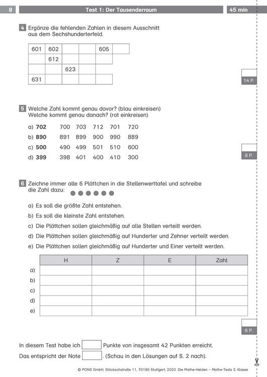 Produktbild: Mathe-Tests 3. Klasse