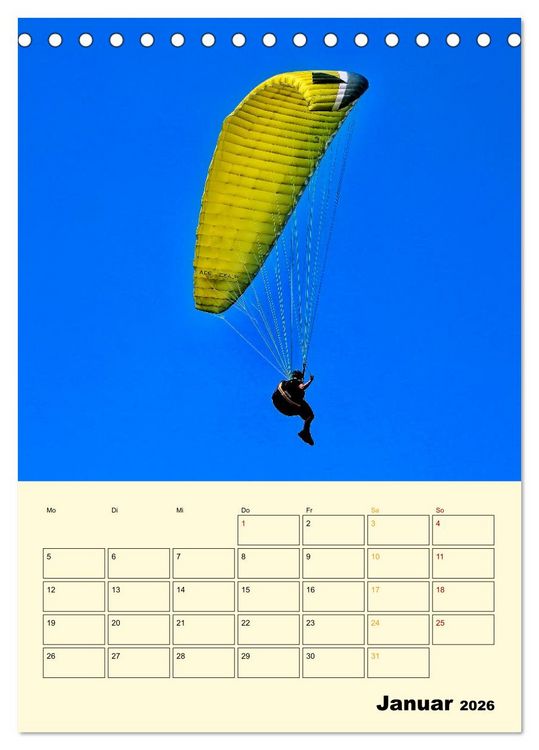 Produktbild: Paragliding - extrem aufregend (Tischkalender 2026 DIN A5 hoch), CALVENDO Monatskalender