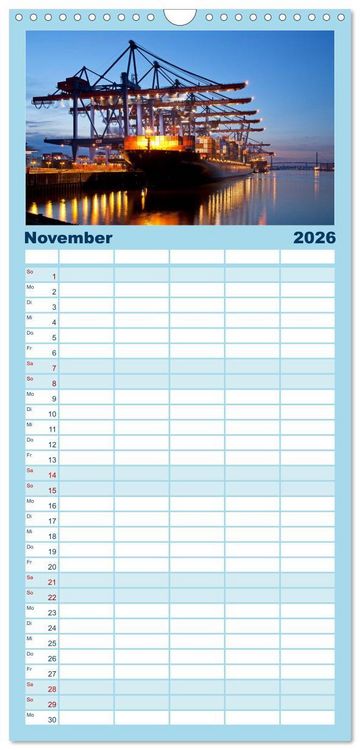 Produktbild: Familienplaner 2026 - Hamburg mit 5 Spalten (Wandkalender, 21 x 45 cm) CALVENDO