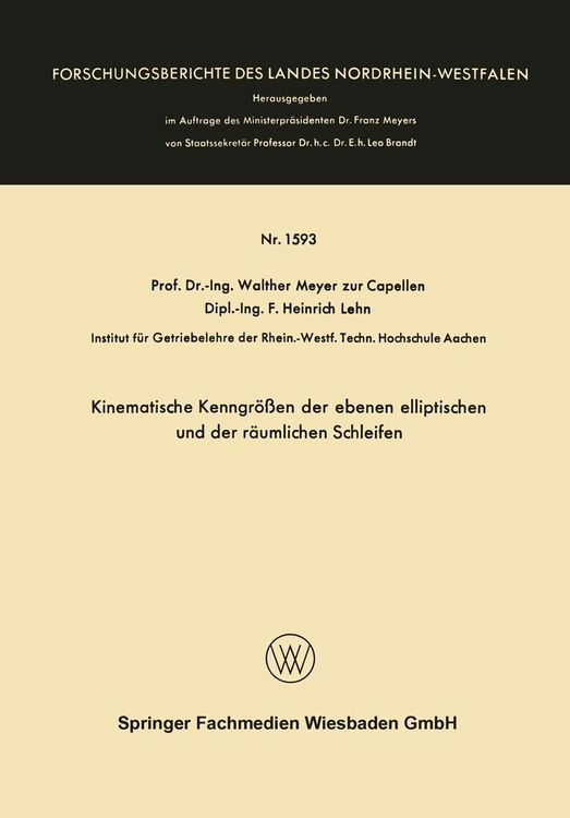 Produktbild: Kinematische Kenngr&ouml;&szlig;en der ebenen elliptischen und der r&auml;umlichen Schleifen