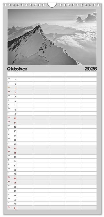 Produktbild: Familienplaner 2026 - Bergsucht 2026 mit 5 Spalten (Wandkalender, 21 x 45 cm) CALVENDO