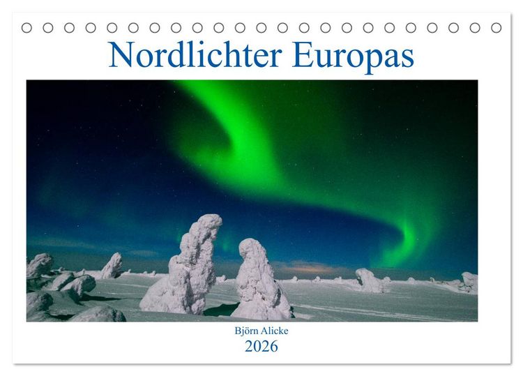 Produktbild: Nordlichter Europas (Tischkalender 2026 DIN A5 quer), CALVENDO Monatskalender