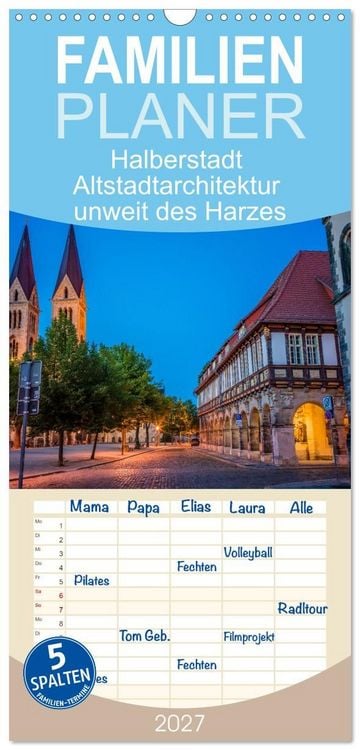 Produktbild: Familienplaner 2027 - Halberstadt Altstadtarchitektur unweit des Harzes mit 5 Spalten (Wandkalender, 21 x 45 cm) CALVENDO