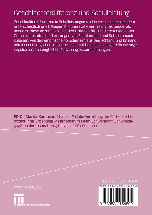 Produktbild: Geschlechterdifferenz und Schulleistung