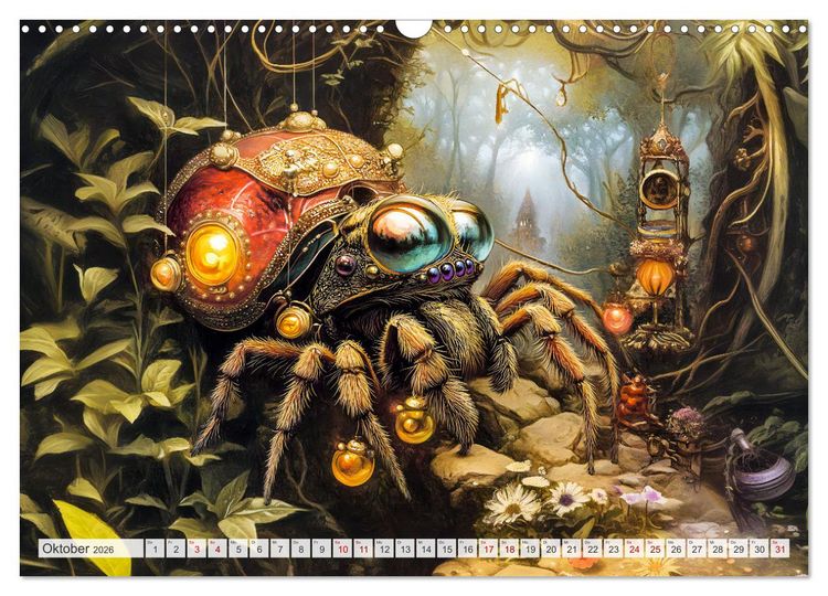 Produktbild: Magische Wesen im Zauberland - Fantasie-Tiere im Steampunk-Kalender (Wandkalender 2026 DIN A3 quer), CALVENDO Monatskalender