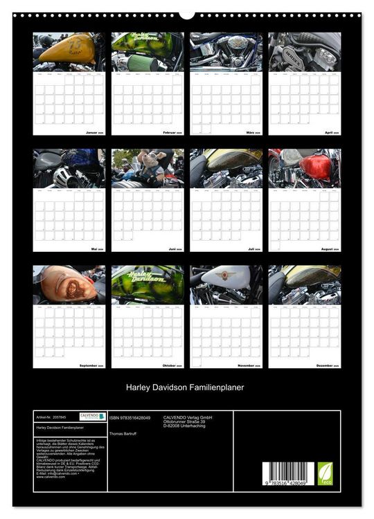Produktbild: Harley Davidson Familienplaner (hochwertiger Premium Wandkalender 2026 DIN A2 hoch), Kunstdruck in Hochglanz