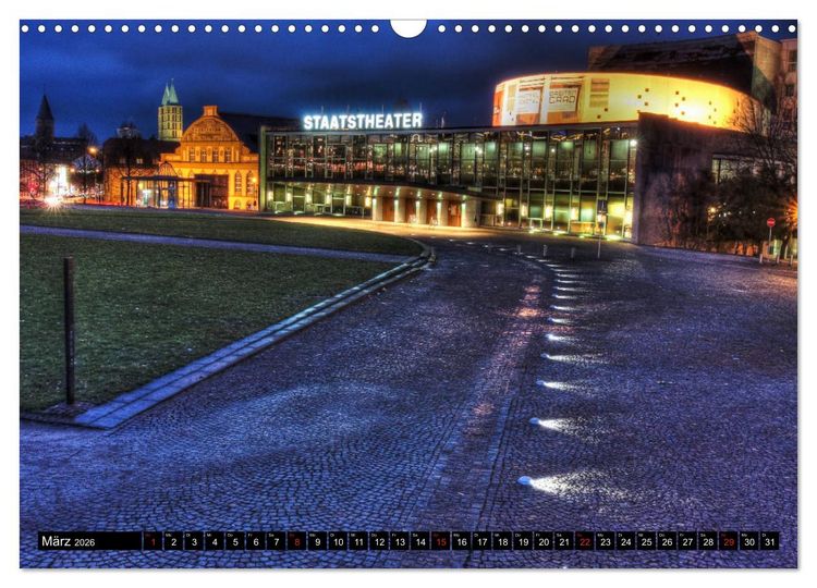 Produktbild: Kassel bei Nacht (Wandkalender 2026 DIN A3 quer), CALVENDO Monatskalender
