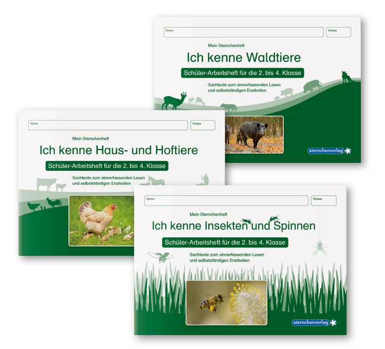 Produktbild: Ich kenne Waldtiere / Haus- und Hoftiere / Insekten und Spinnen - 3 Arbeitshefte im Set f&uuml;r die 2. bis 4. Klasse
