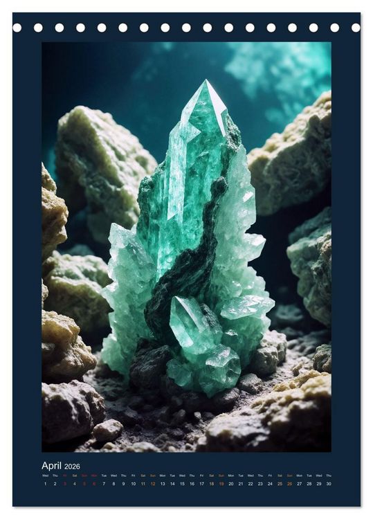 Produktbild: Fantastic Minerals - Mysterious Treasures (Desk Calendar 2026 DIN A5 portrait), CALVENDO 12 Month DeskCalendar