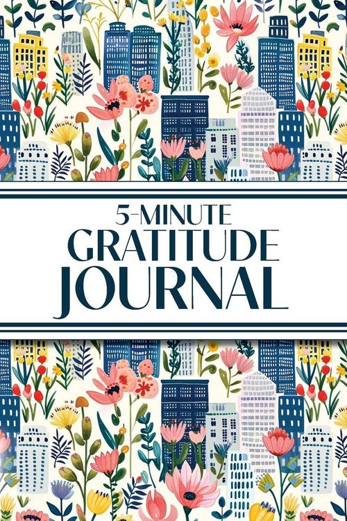 Produktbild: 5-Minute Gratitude Journal (Blue Cityscape with Pink Wildflowers)