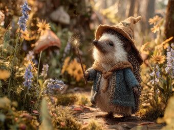 Produktbild: CALVENDO Puzzle Magischer Igel mit Zauberstab im Wald | 1000 Teile Lege-Gr&ouml;&szlig;e 64x48cm Foto-Puzzle f&uuml;r gl&uuml;ckliche Stunden