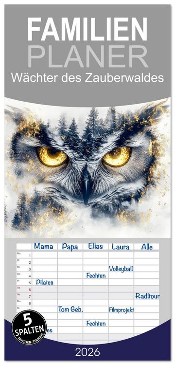 Produktbild: Familienplaner 2026 - W&auml;chter des Zauberwaldes mit 5 Spalten (Wandkalender, 21 x 45 cm) CALVENDO