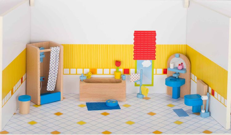 Bild vom Artikel Goki Puppenmöbel Badezimmer für Puppenhaus, Holz vom Autor 