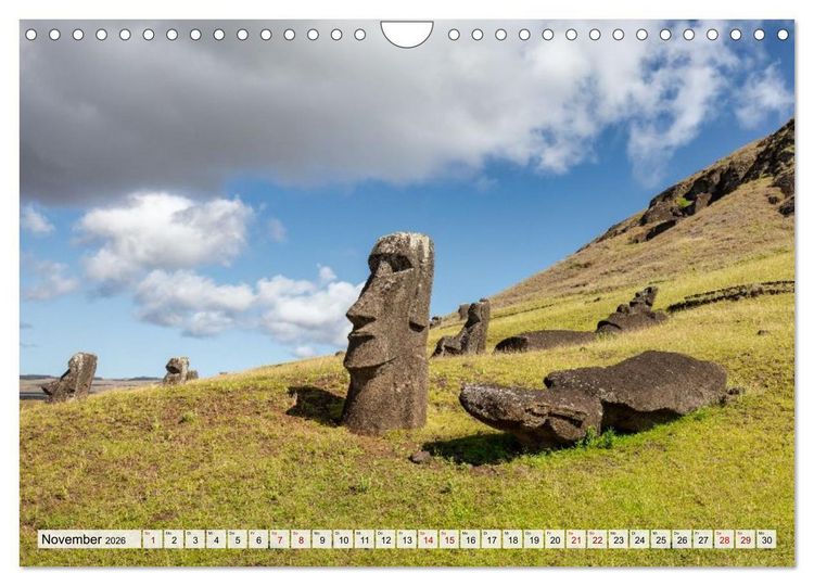 Produktbild: Die Osterinsel &ndash; Mythen, Moai und wilde Sch&ouml;nheit (Wandkalender 2026 DIN A4 quer), CALVENDO Monatskalender