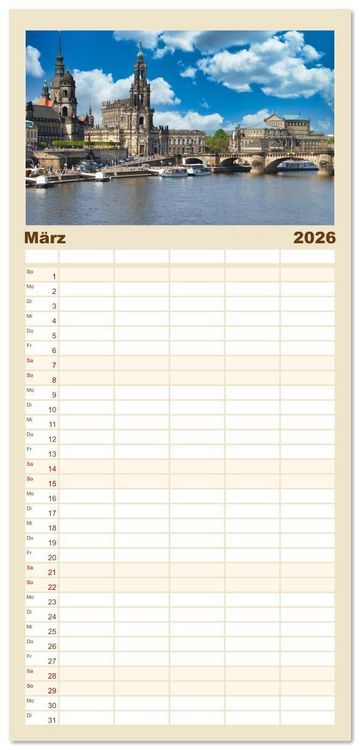 Produktbild: Familienplaner 2026 - Die malerische Elbe mit 5 Spalten (Wandkalender, 21 x 45 cm) CALVENDO