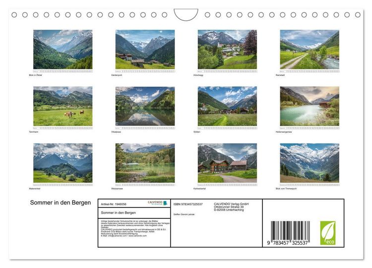Produktbild: Sommer in den Bergen (Wandkalender 2026 DIN A4 quer), CALVENDO Monatskalender