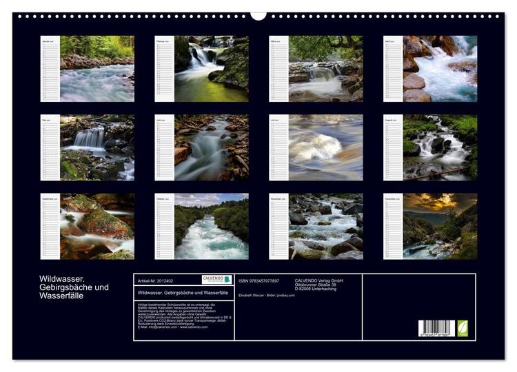Produktbild: Wildwasser. Gebirgsb&auml;che und Wasserf&auml;lle (Wandkalender 2026 DIN A2 quer), CALVENDO Monatskalender
