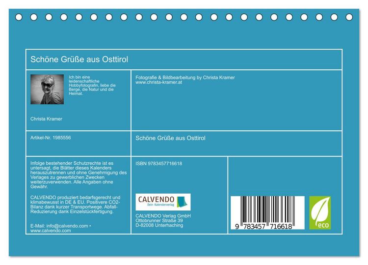 Produktbild: Sch&ouml;ne Gr&uuml;&szlig;e aus Osttirol (Tischkalender 2026 DIN A5 quer), CALVENDO Monatskalender
