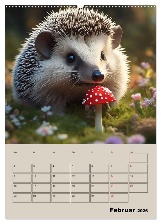 Produktbild: Tierkinder im Zauberwald (hochwertiger Premium Wandkalender 2026 DIN A2 hoch), Kunstdruck in Hochglanz