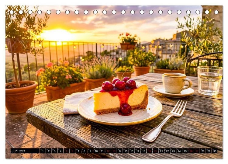 Produktbild: K&auml;sekuchen Kalender - K&ouml;stliche Dessertmomente (Tischkalender 2027 DIN A5 quer), CALVENDO Monatskalender