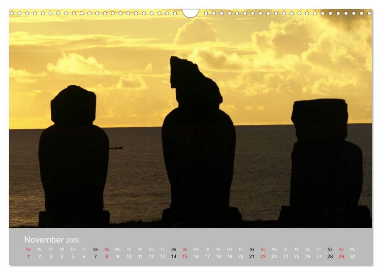 Produktbild: MOAI - steinerne W&auml;chter der Osterinsel (Wandkalender 2026 DIN A3 quer), CALVENDO Monatskalender