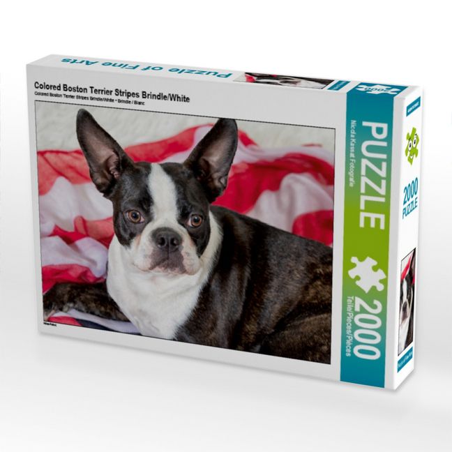 Produktbild: Colored Boston Terrier Stripes Brindle/White (Puzzle)
