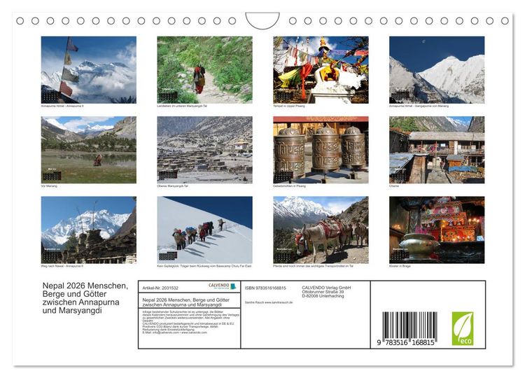 Produktbild: Nepal 2026 Menschen, Berge und G&ouml;tter zwischen Annapurna und Marsyangdi (Wandkalender 2026 DIN A4 quer), CALVENDO Monatskalender