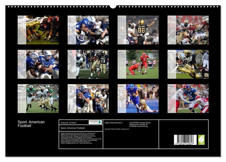 Produktbild: Sport. American Football (hochwertiger Premium Wandkalender 2026 DIN A2 quer), Kunstdruck in Hochglanz