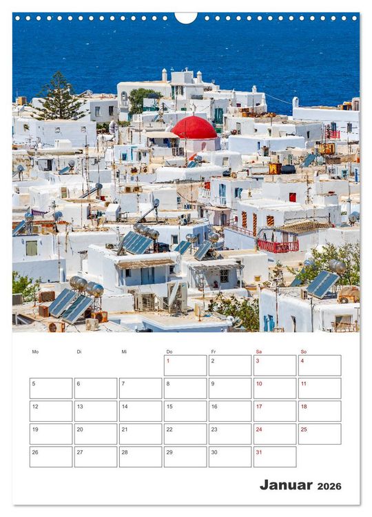 Produktbild: Stadt Mykonos - Reiseplaner (Wandkalender 2026 DIN A3 hoch), CALVENDO Monatskalender