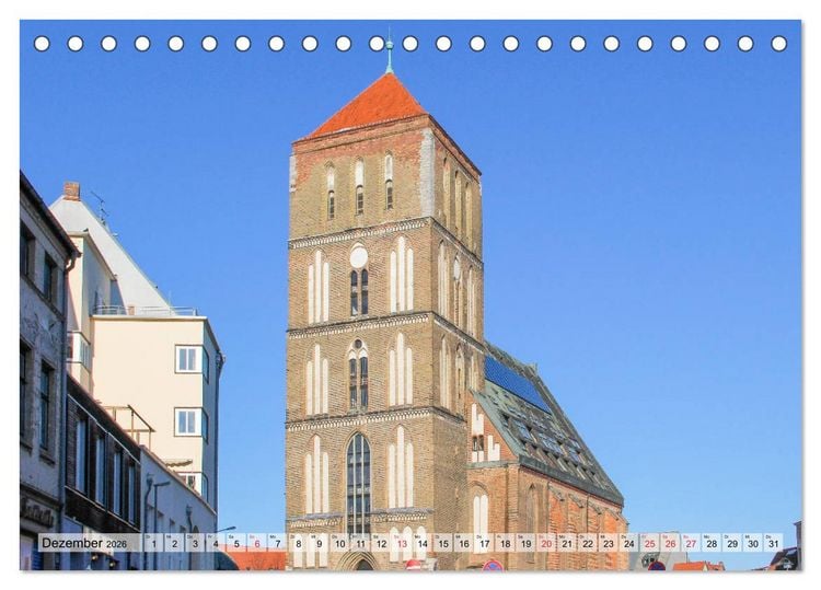 Produktbild: Hansestadt Rostock Historischer Stadtkern bis Warnem&uuml;nde (Tischkalender 2026 DIN A5 quer), CALVENDO Monatskalender