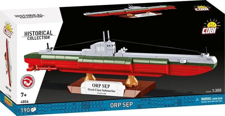 Produktbild: COBI Historical Collection 4856 - ORP Sep Polish Submarine, WWII, Bausatz 1:300, 190 Klemmbausteine