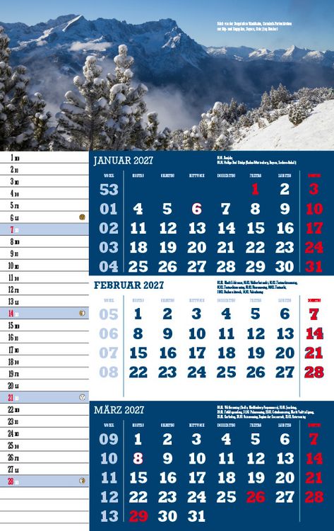 Produktbild: Drei-Monatskalender Deutschland 2027