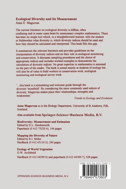 Produktbild: Ecological Diversity and Its Measurement
