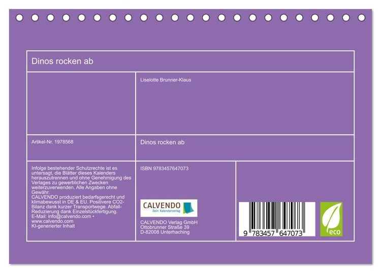 Produktbild: Dinos rocken ab (Tischkalender 2026 DIN A5 quer), CALVENDO Monatskalender