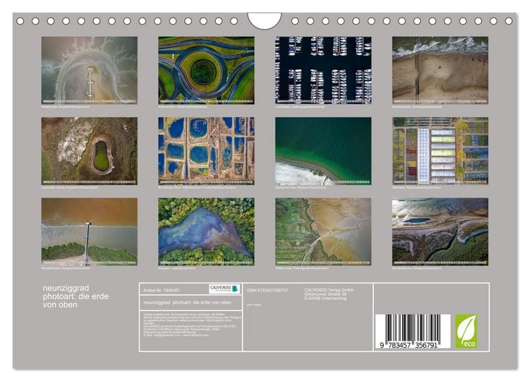 Produktbild: neunziggrad photoart: die erde von oben (Wandkalender 2026 DIN A4 quer), CALVENDO Monatskalender