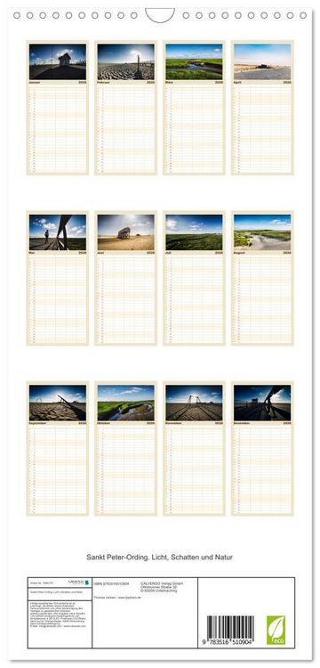 Produktbild: Familienplaner 2026 - Sankt Peter-Ording. Licht, Schatten und Natur mit 5 Spalten (Wandkalender, 21 x 45 cm) CALVENDO