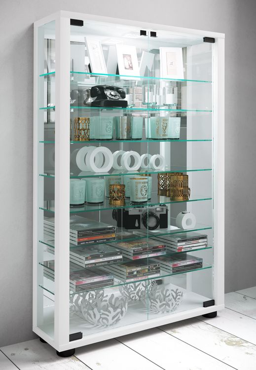 Produktbild: Glas Stand Vitrine Sammelvitrine Lumo Mini Spiegel