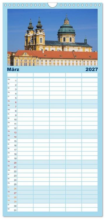 Produktbild: Familienplaner 2027 - Die Wachau - Bezaubernde Orte an der Donau mit 5 Spalten (Wandkalender, 21 x 45 cm) CALVENDO