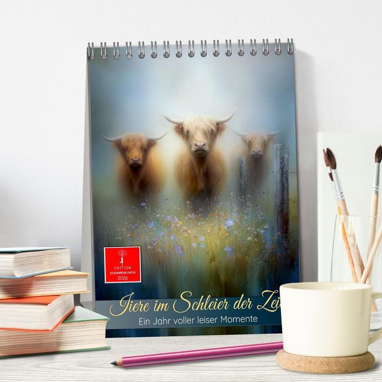 Produktbild: Tiere im Schleier der Zeit (Tischkalender 2026 DIN A5 hoch), CALVENDO Monatskalender