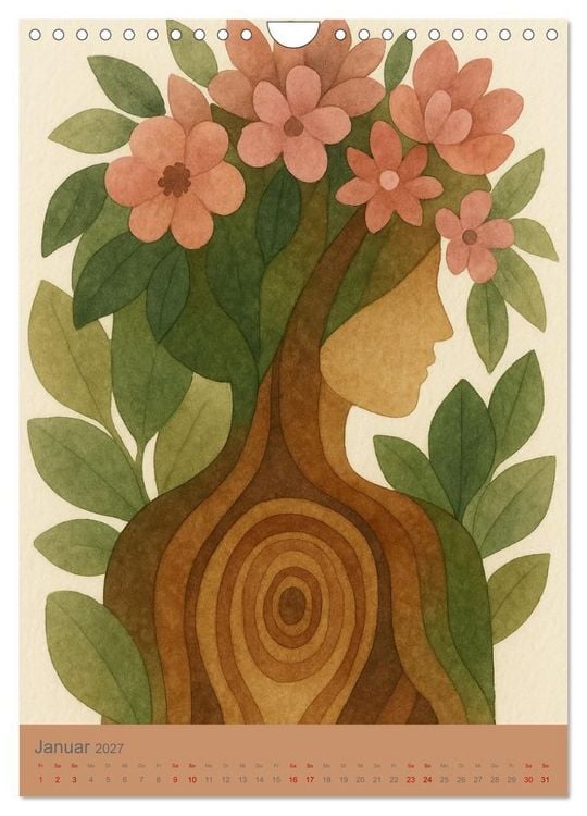 Produktbild: Verwurzelte Tr&auml;ume - Poetische Frauenportr&auml;ts voller Natur und Symbolik (Wandkalender 2027 DIN A4 hoch), CALVENDO Monatskalender