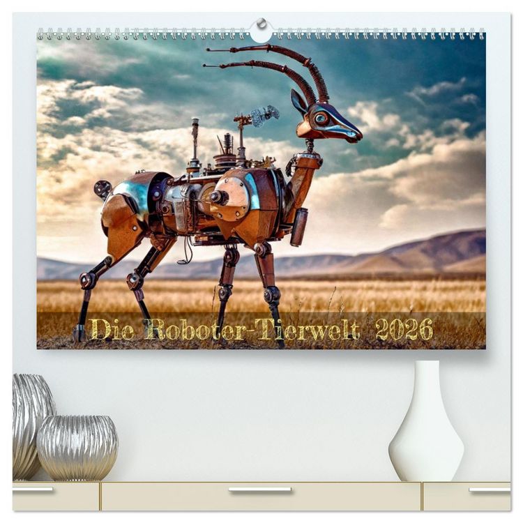 Produktbild: Die Roboter-Tierwelt (hochwertiger Premium Wandkalender 2026 DIN A2 quer), Kunstdruck in Hochglanz