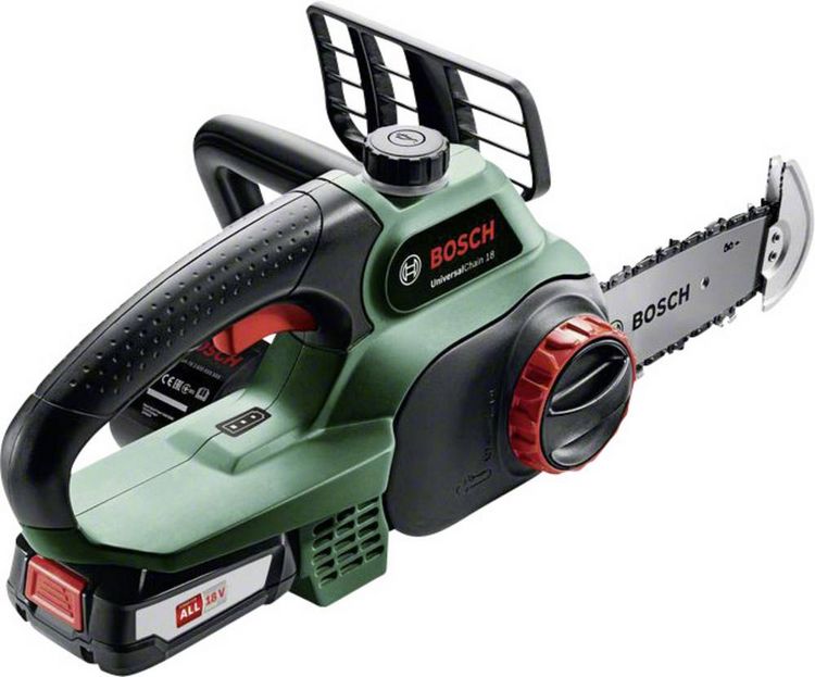 Produktbild: Bosch Home and Garden UniversalChain 18 Akku Kettens&auml;ge inkl. Akku, mit Schutzb&uuml;gel Schwertl&auml;nge 200 mm